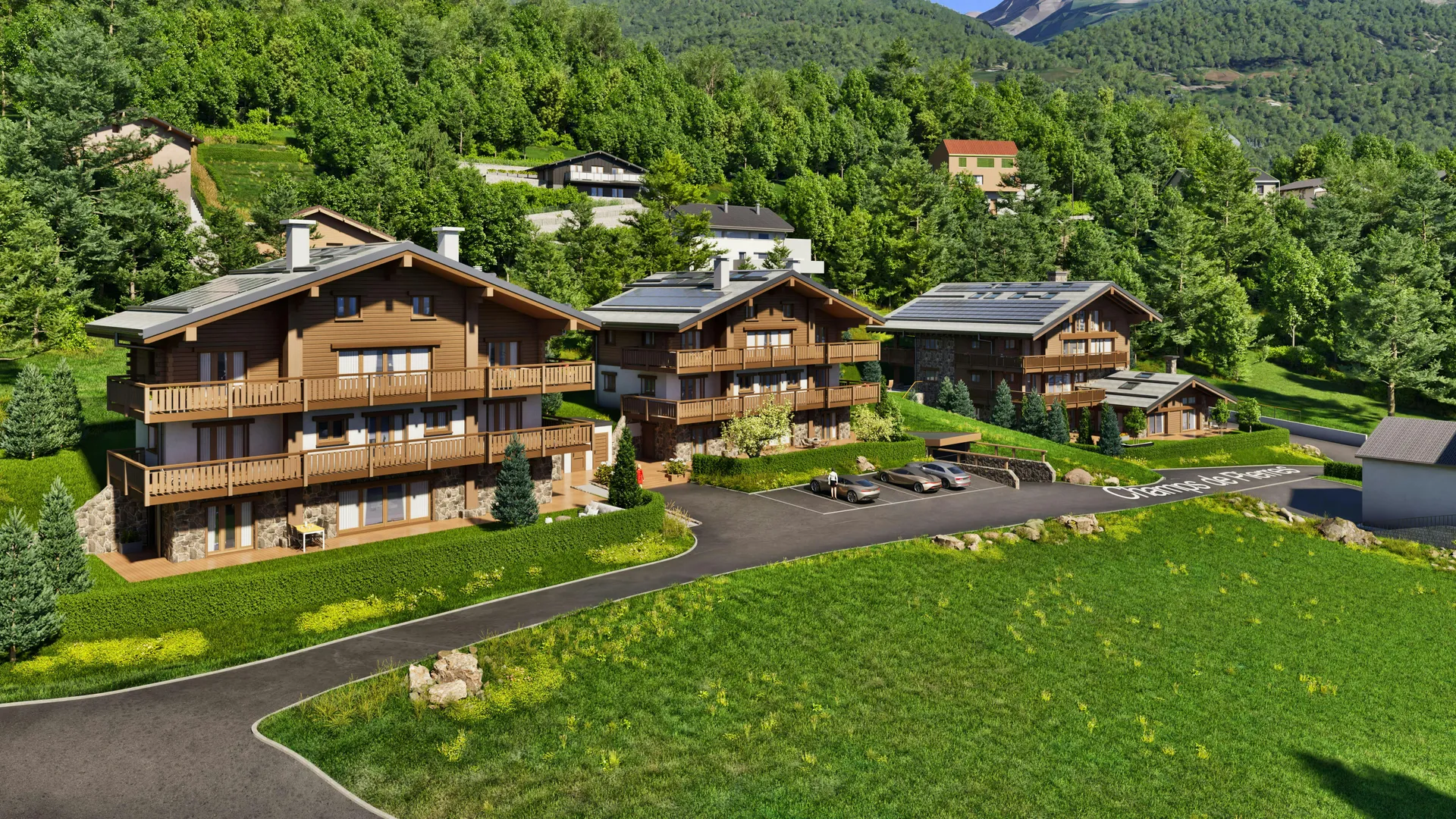 High-quality 3D rendering of premium Alpine apartments