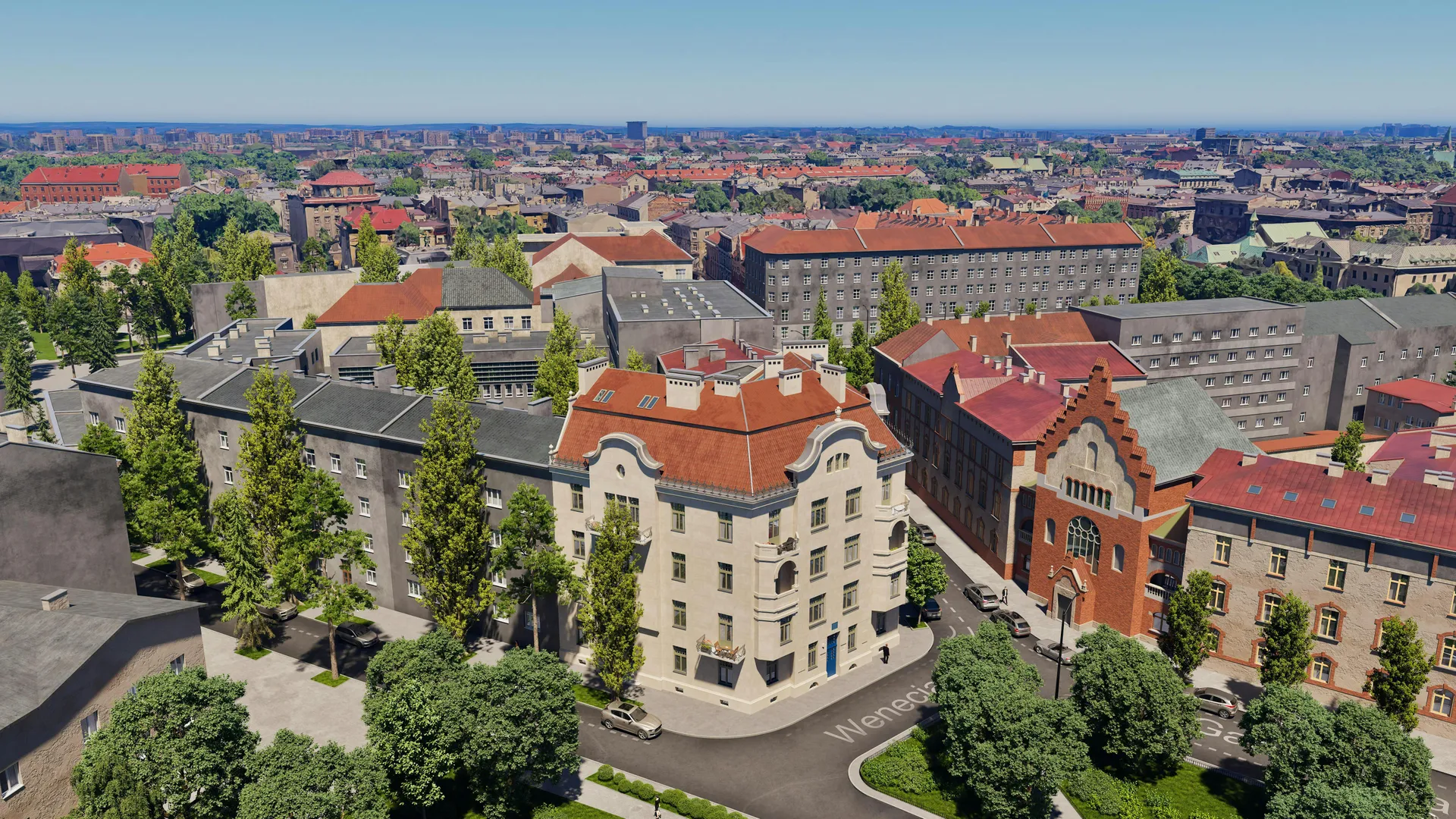 Interactive 3D architectural visualization of historic Wenecja 1 tenement house revitalization in Krakow city center