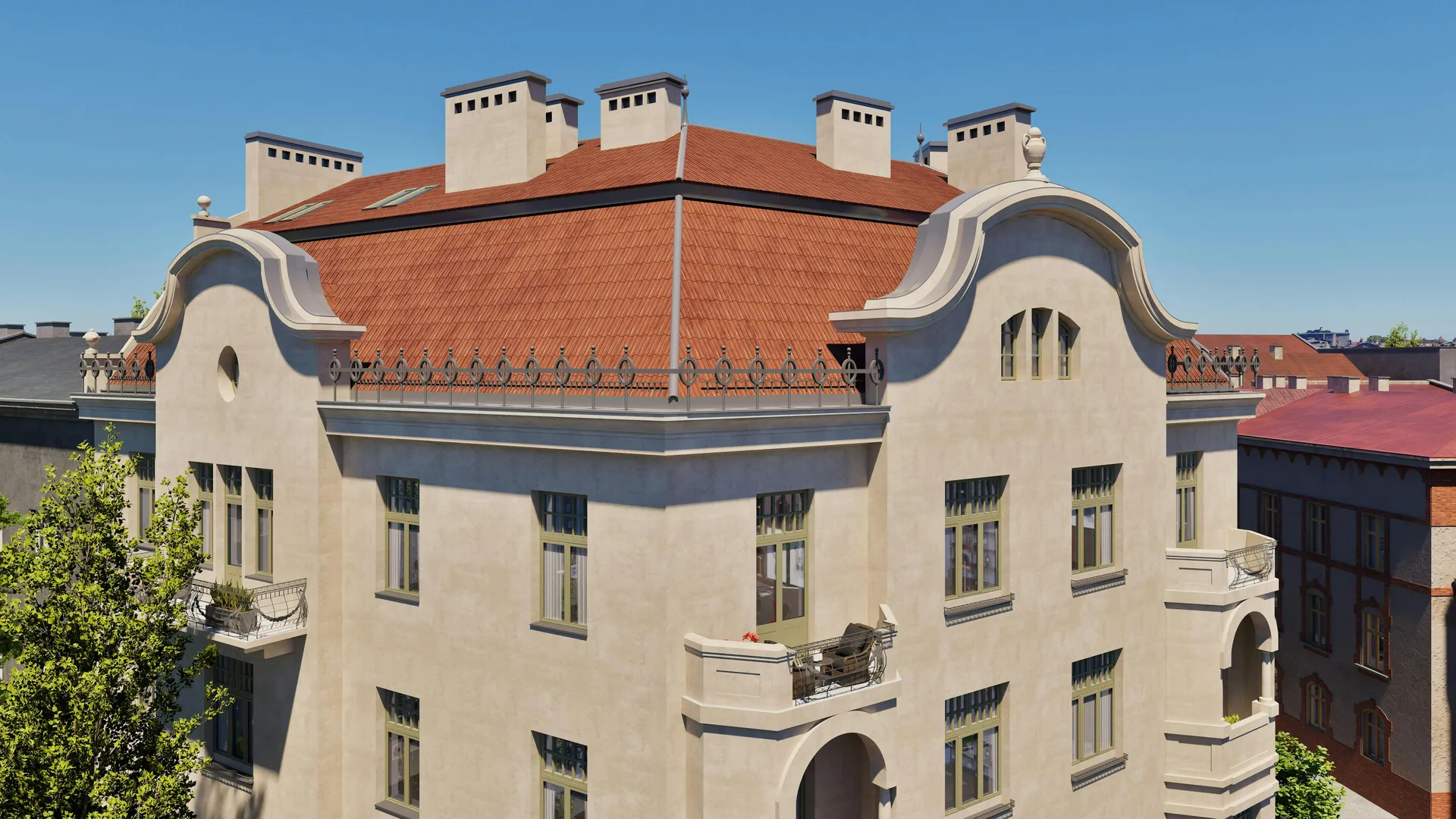 3D digital presentation of four-story tenement house Pod Lwem with original architectural character preservation