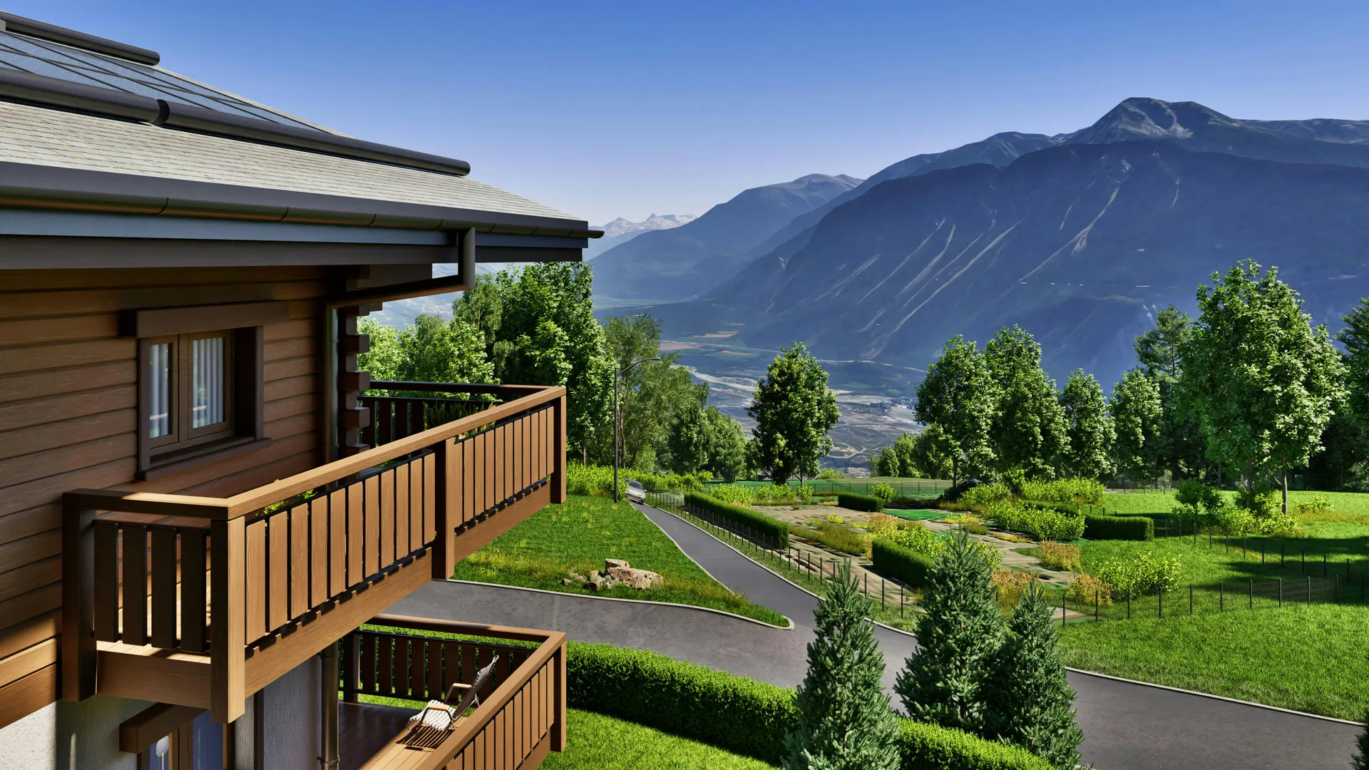 3D architectural visualization emphasizing spatial quality and investment value of luxury mountain properties
